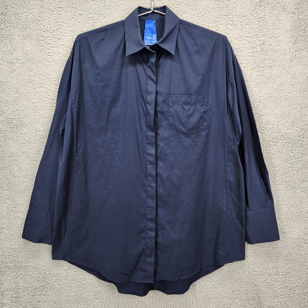 Kit and Ace Mens Navy Blue Technical Cotton Stretch Buttonโ Down Shirt Size S/M